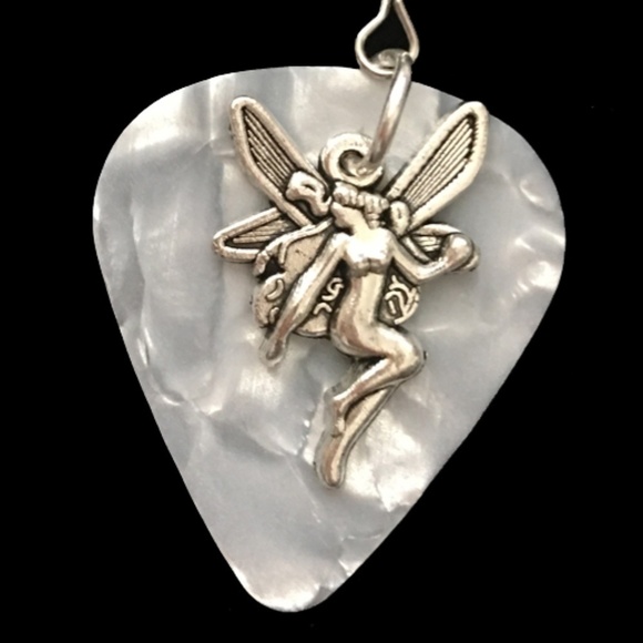 HAND Crafted Drop Earrings Repurposed Guitar picks Guardian Angels - Picture 4 of 8